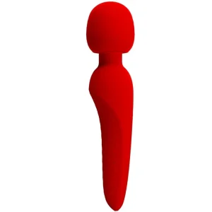 Kraftvoller Wand-Vibrator in Rot mit 7 Modi