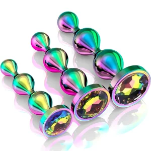 Langer Analplug mit coolem Regenbogeneffekt