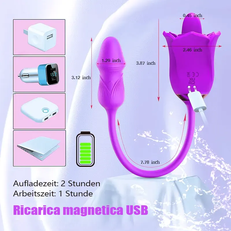 Lila Rosen-Stimulator mit Zungenfunktion & Vibration 3