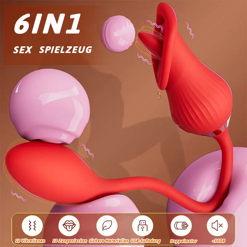 Zungenvibrator, Sechs-in-Eins-Funktion, Doppelvibration