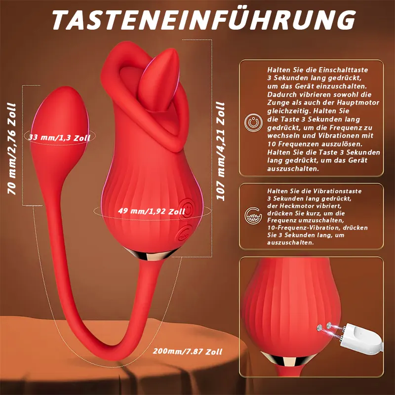 Zungenvibrator, Sechs-in-Eins-Funktion, Doppelvibration