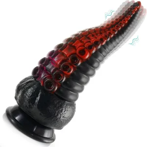 Schwarzer Vibrations-Dildo mit Tentakel-Struktur 6