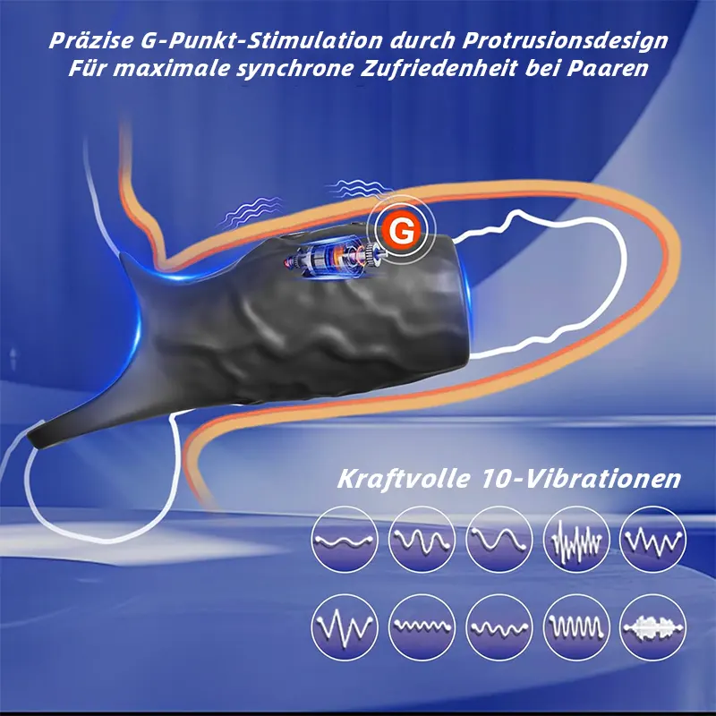 Cockring mit G-Punkt & Prostata-Vibrator, 10 Vibrationen