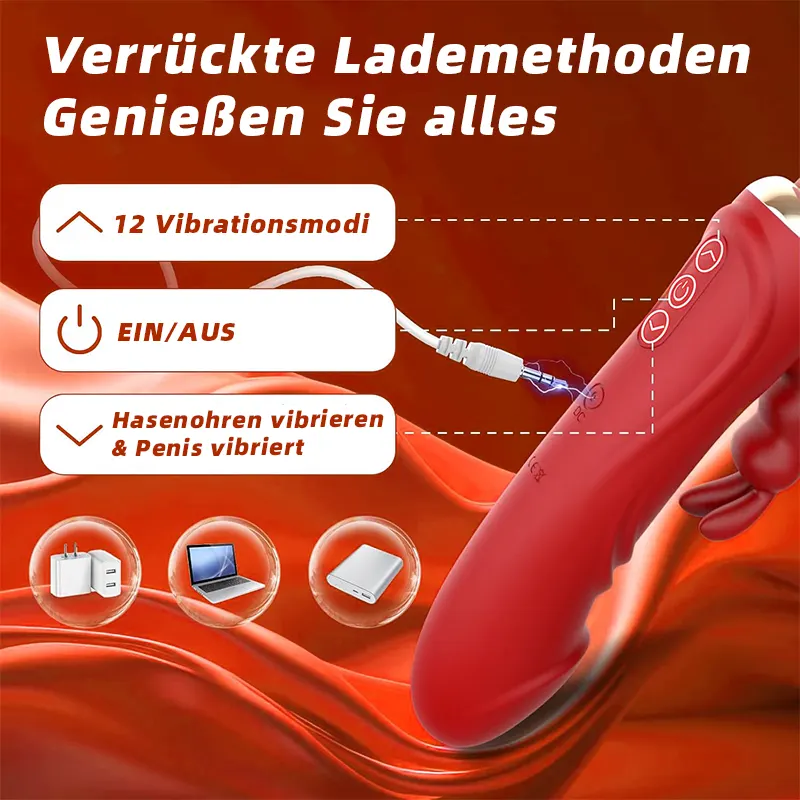 3-in-1 Rabbit-Vibrator mit 12 Modi – Klitoris & G-Punkt Genuss