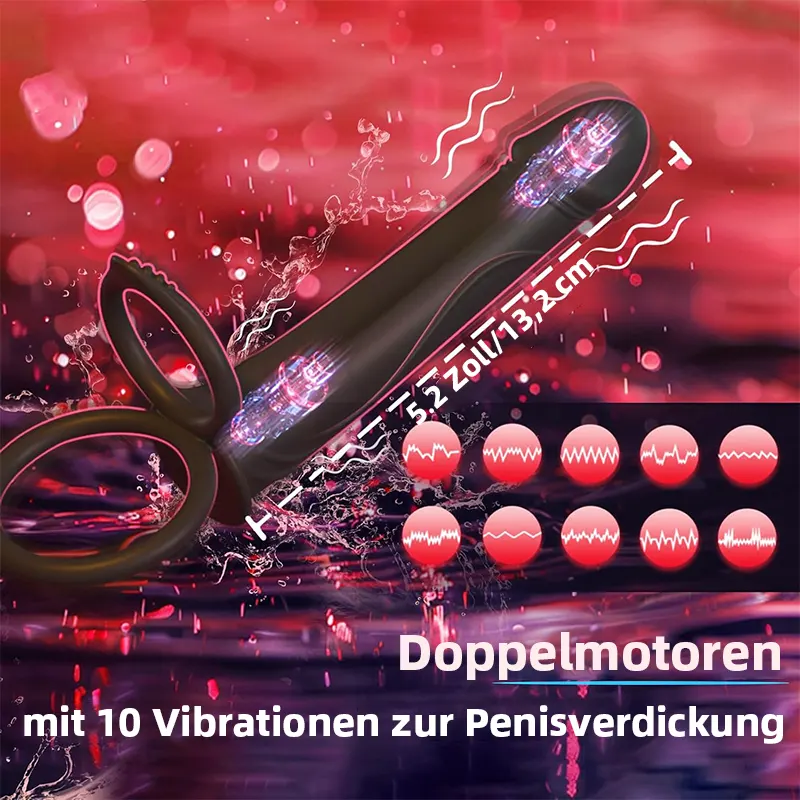 Strap‑On Dildo mit Analvibrator & Penisring – Paartoy