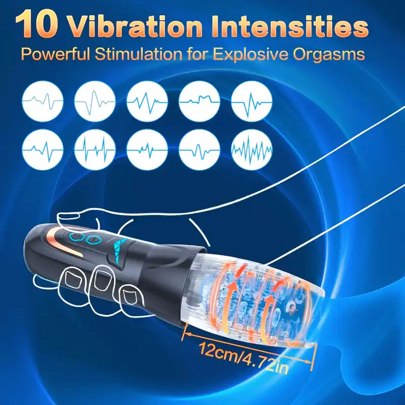 Automatischer Masturbator mit Vibration, Stoß & Rotation